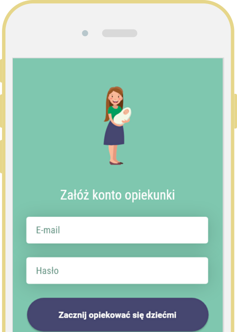 Ekran rejestracji opiekunki
