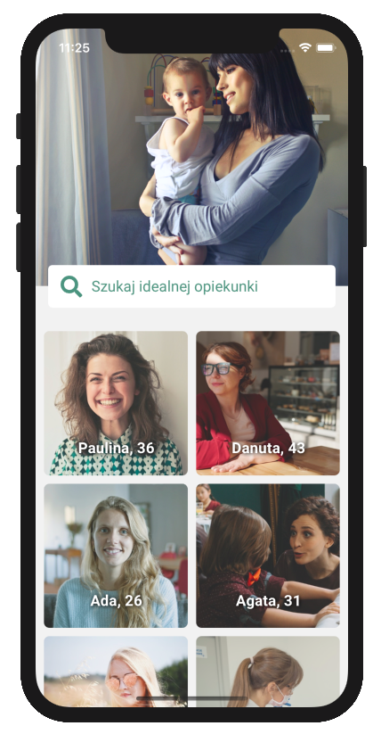 Podgląd aplikacji Szukam Niani